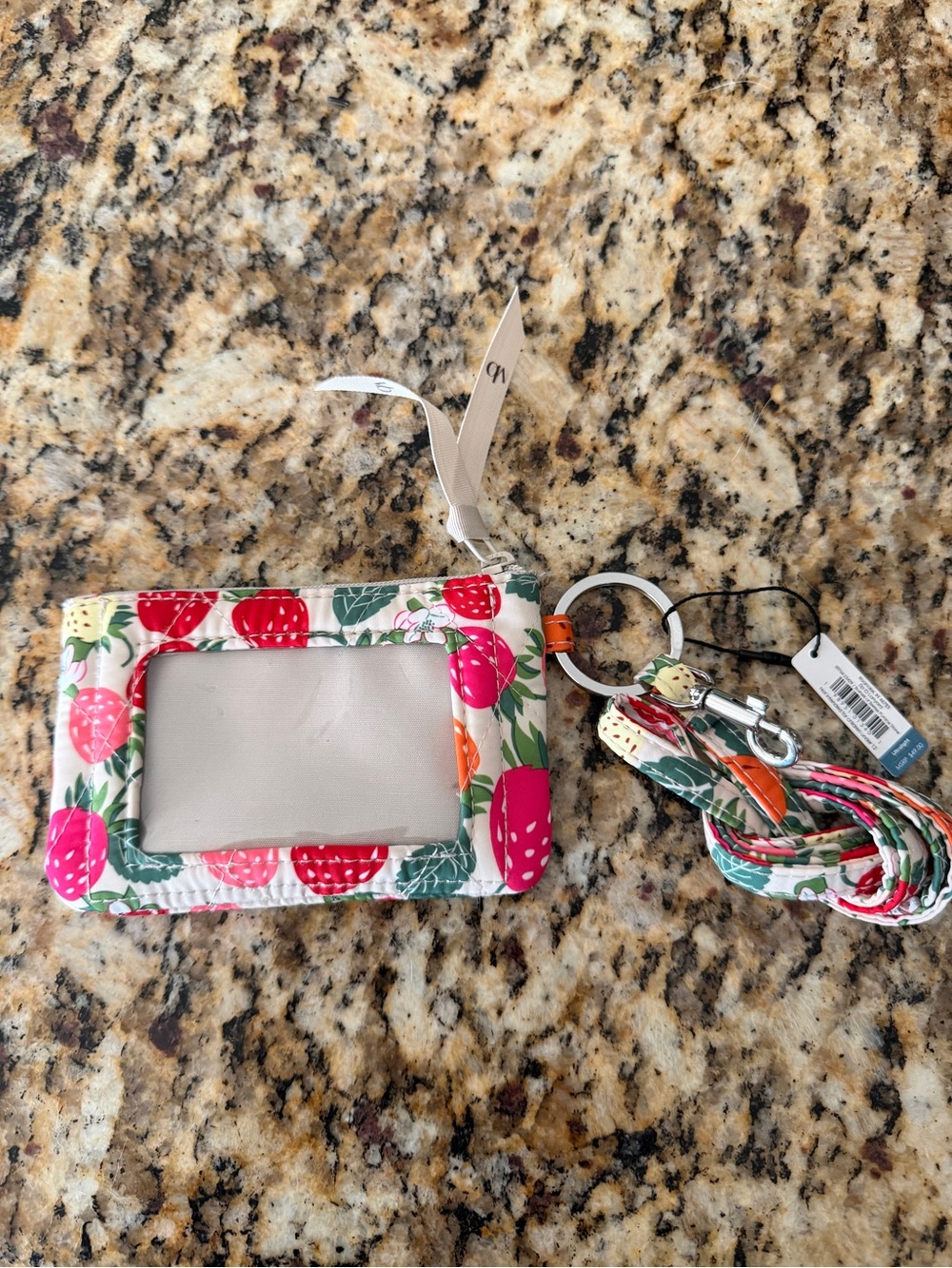 Vera Bradley Multi Strawberry Floral ID Badge Holder with Lanyard
